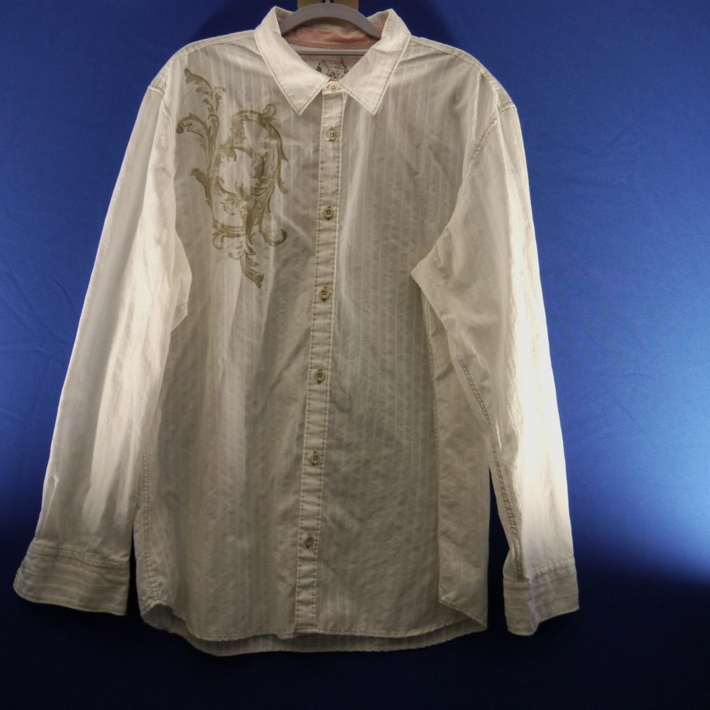 Calvin Klein Long Sleeve Dress Shirt White Stripe Pattern 100% Cotton Size XL